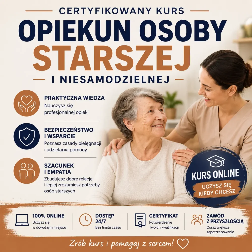 CERTYFIKOWANY KURS OPIEKUN OSOBY STARSZEJ I NIESAMODZIELNEJ